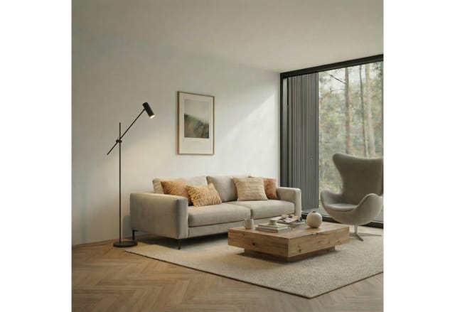 Lindby Stehlampe Vilo, Metall, Schwarz IP20, 1 x 10 W LED