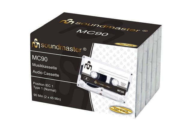 Soundmaster MC905P Leerkassetten Audiokassetten IEC1 (Normal) 90 Minuten 5er-Pack Kassetten Player