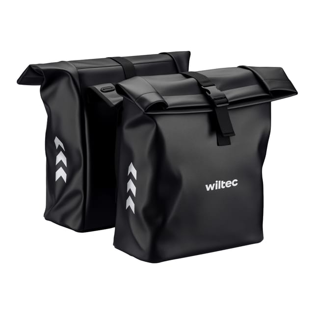 Wiltec Doppeltasche Gepäckträgertasche 48 L, Fahrradtasche Gepäckträger 30 X 14 X 57 Cm, Wasserresistente Fahrradtasche