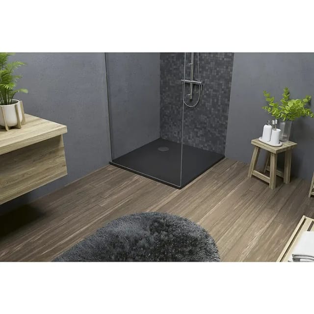 Sanicomfort Duschwanne (L x B: 90 x 90 cm, Stahl, Schwarz)