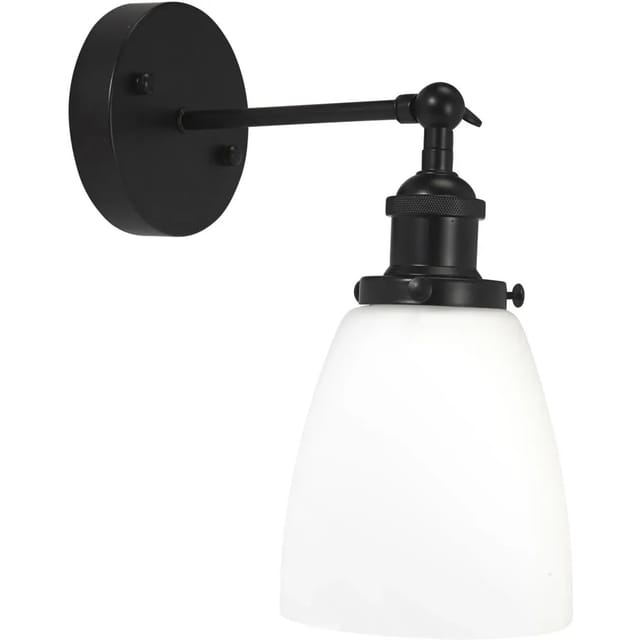 PR Home Kappa Wandleuchte in Schwarz, Opalglas E27 IP23 14x25x30cm