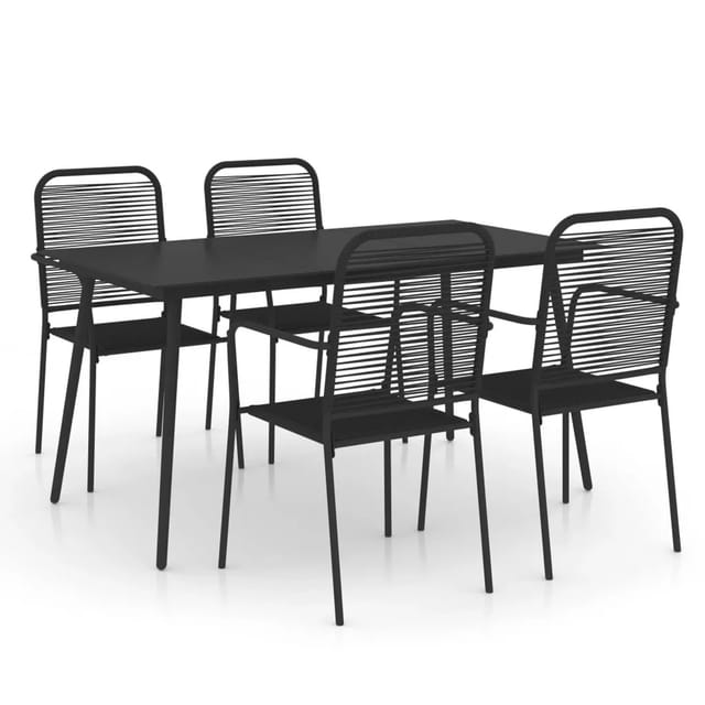 vidaXL 5-tlg Garten-Essgruppe Baumwollseil und Stahl Schwarz Modell 2