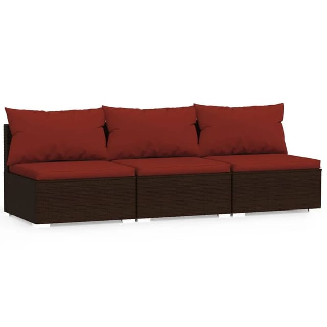 vidaXL 3-Sitzer-Sofa mit Kissen Braun Poly Rattan Modell 4