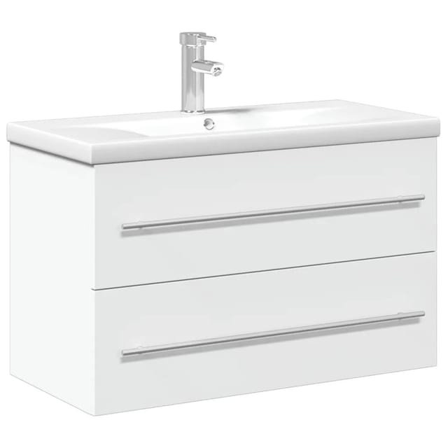 vidaXL Waschbeckenunterschrank mit Einbaubecken Weiß 3278776