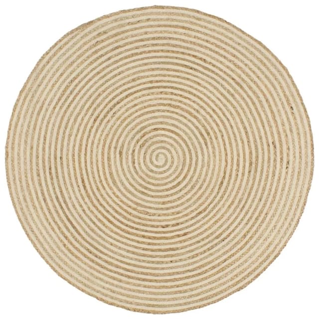vidaXL Teppich Handgefertigt Jute mit Spiralen-Design Weiß 120 cm 133717