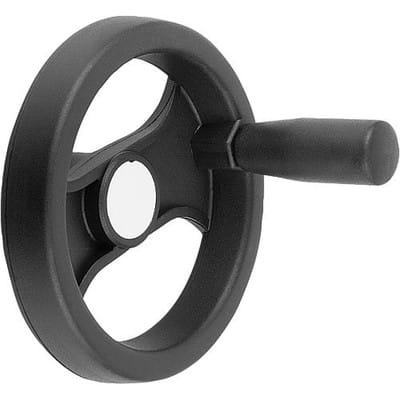 2-SPEICHENHANDRAD D1=198 PASSBOHRUNG MIT NUT D2=20H7, B3=6, T=22,8, POLYAMID, KOMP:POLYAMID, GRIFF DREHBAR