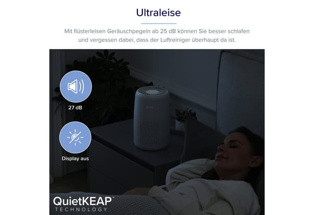 Levoit Luftreiniger Core Mini Pro Air Purifier, für 15 m² Räume, HEPA-Filtersystem, platzsparend, schlaffreundlich, Aromatherapie