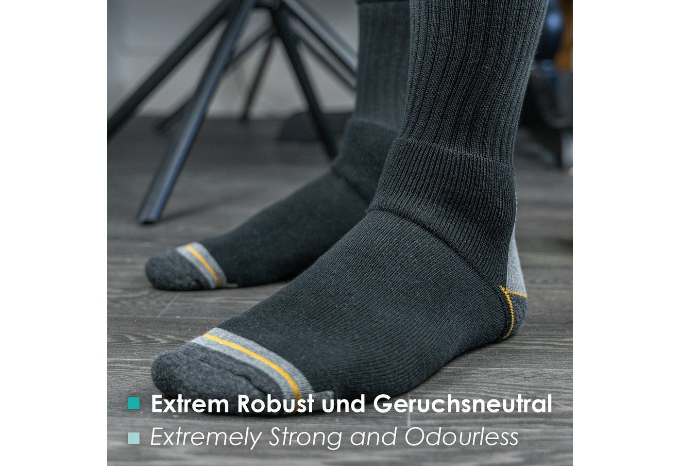 Bärenfuß Arbeitssocken 8 Paar, Extrem Robust und Atmungsaktiv mit verstärkte Belastungszonen (Verstärkung an Zehen, Ferse und Gelenk)