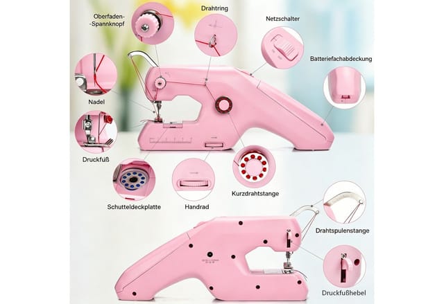 AIBISTAR Nähmaschine Portable Electric Sewing Machine, Double Thread, 23 Programme, Doppelstich,Kompakt & leicht,Einfache Bedienung, ideal für Anfänger