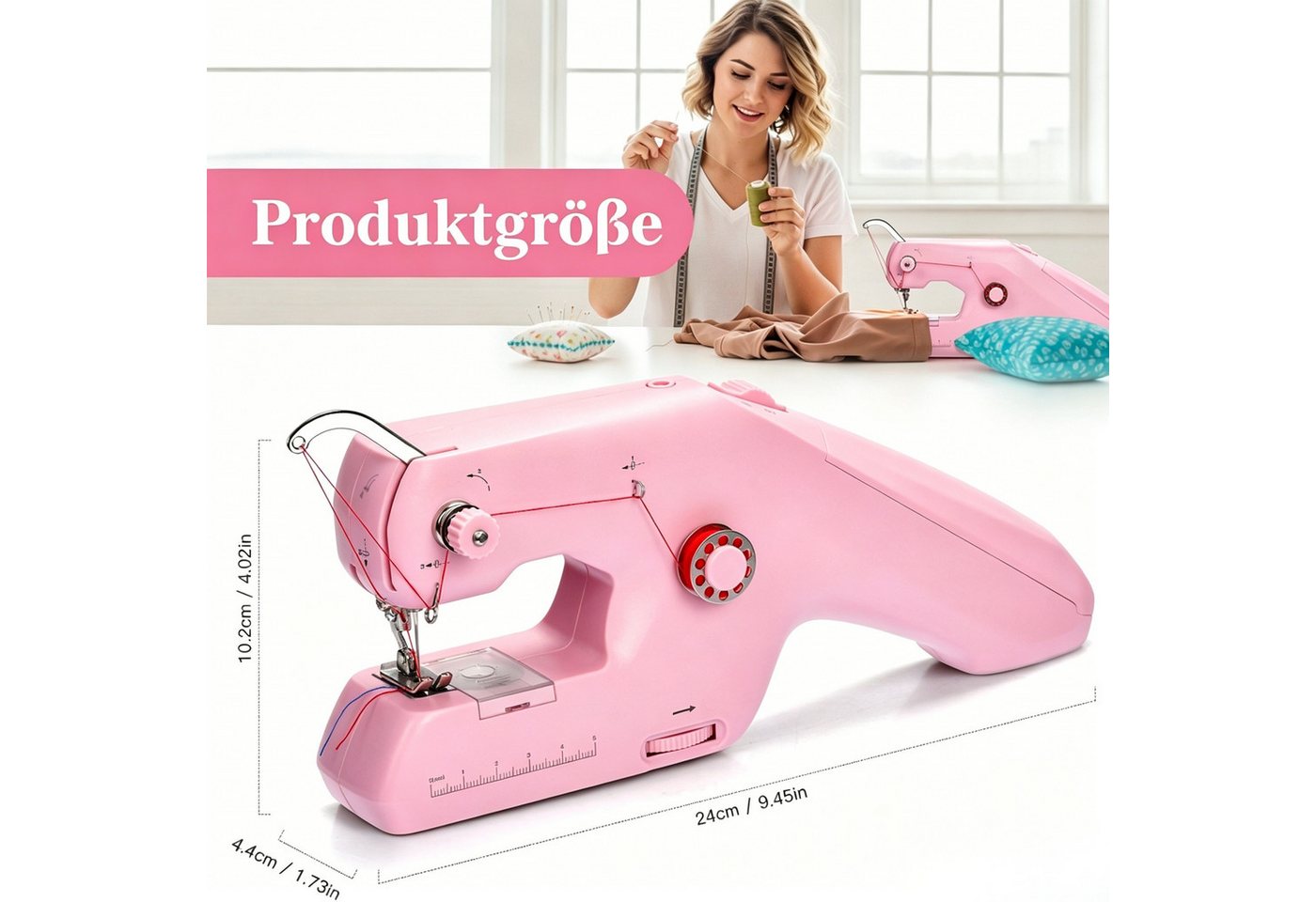 AIBISTAR Nähmaschine Portable Electric Sewing Machine, Double Thread, 23 Programme, Doppelstich,Kompakt & leicht,Einfache Bedienung, ideal für Anfänger Bild 5