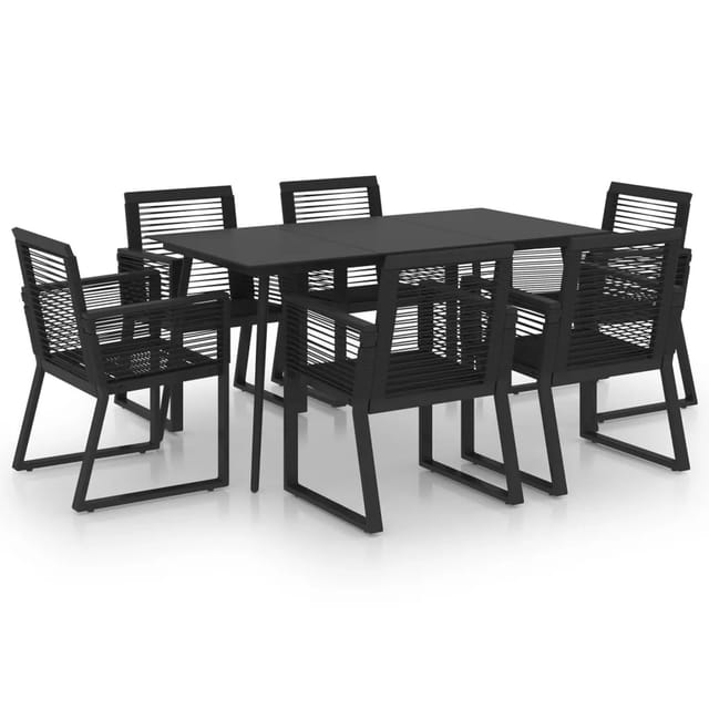 vidaXL 7-tlg Garten-Essgruppe PVC Rattan Schwarz Modell 10