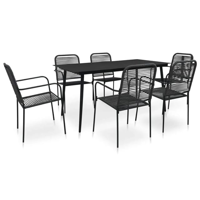 vidaXL 7-tlg Garten-Essgruppe Baumwollseil und Stahl Schwarz Modell 1