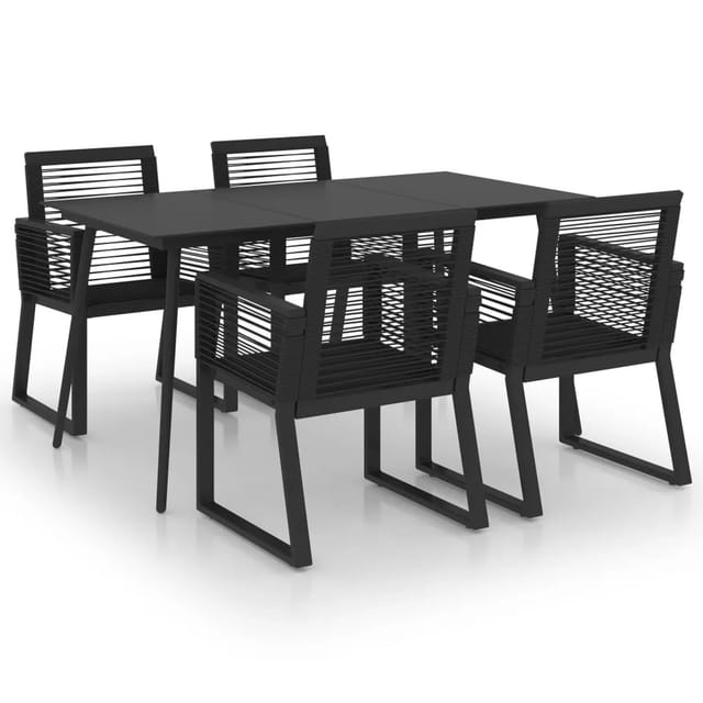 vidaXL 5-tlg Garten-Essgruppe PVC Rattan Schwarz Modell 12