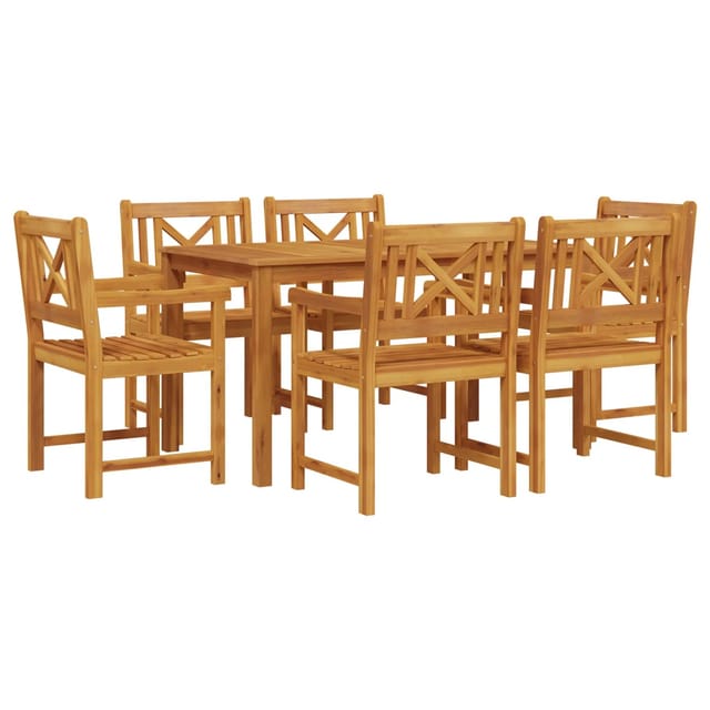 vidaXL 7-Teiliges Garten-Esszimmer-Set aus Massivem Akazienholz 3375651