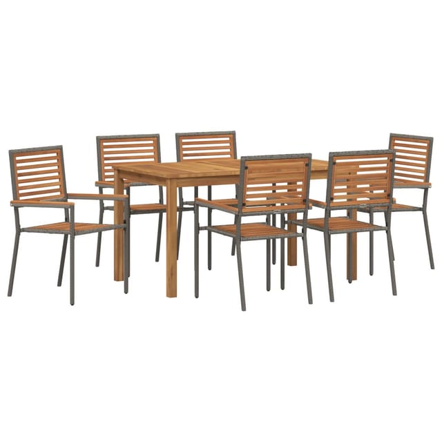 vidaXL Garten Essgruppe 7-Tlg Grau Poly Rattan 3365539
