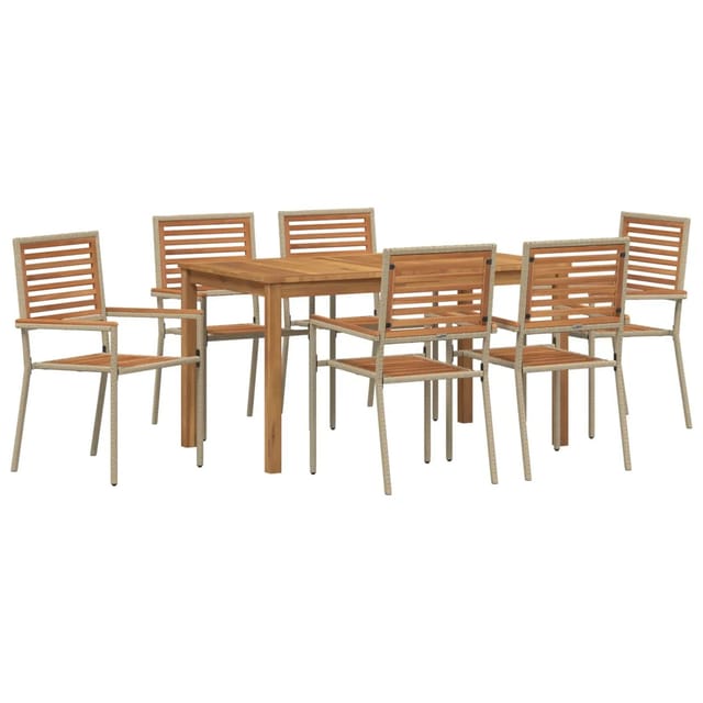 vidaXL Garten Essgruppe 7-Tlg Beige Poly Rattan 3365540