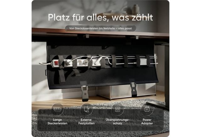 DESKSPACE Kabelwanne, Schreibtisch Kabelkanal,90cm, Schwarz