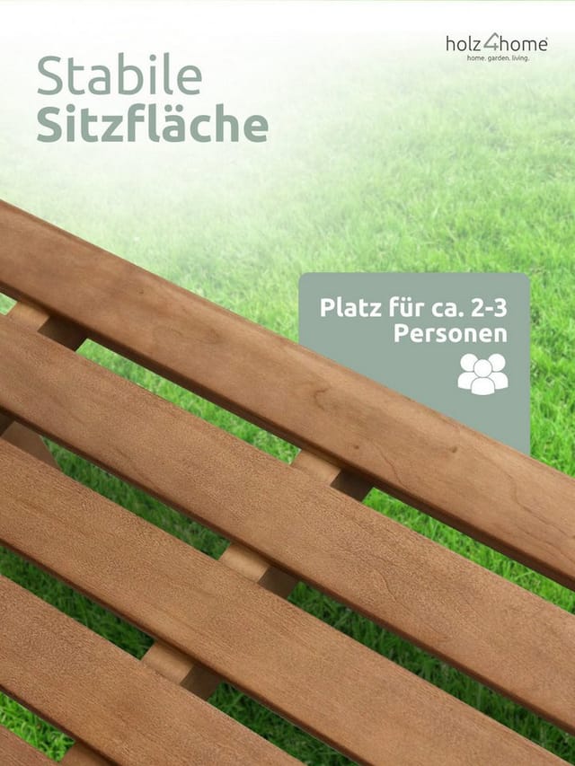 holz4home® Gartenbank Sitzbank aus Holz I Holzbank Outdoor Bank für 2-3 Personen, inkl. Handschuhe