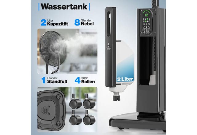 KESSER Standventilator, Stand-Ventilator Frosty mit Wasser Ultraschall-Sprühnebel