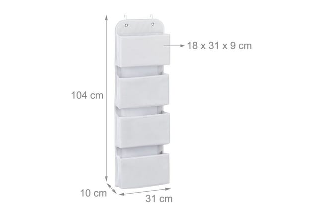 relaxdays Badorganizer Hängeorganizer 4 Fächer, weiß