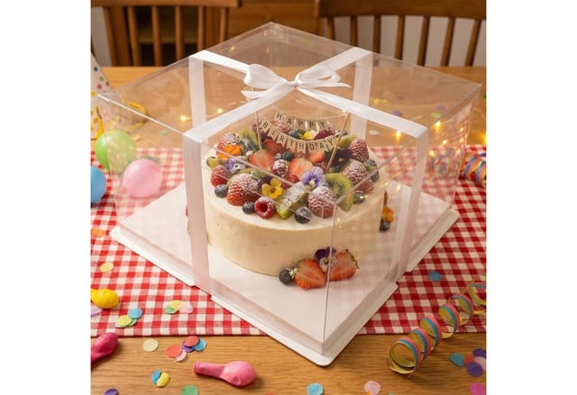 relaxdays Kuchentransportbox Transparente Tortenbox 2er Set Schleife, Kunststoff, weiß