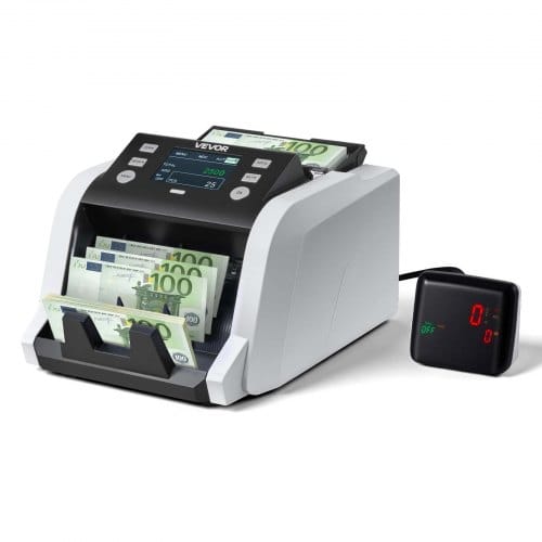 VEVOR Geldzählmaschine, 1200 Banknoten pro Minute, Banknotenzählmaschine mit Wertzählung, UV/MG/IR/DD/DBL/HLF/CHN-Fälschungserkennung, TFT-Display, für Gemischte Stückelungen von Dollar & Euro