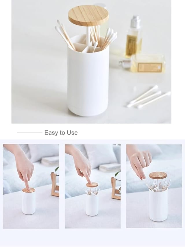 Wattestäbchenbox, Wattestäbchenspender Mit Automatischem Verriegelungsmechanismus, Make-up-organizer-set Mit Deckel Für Badezimmer, Schminktisch, Schlafzimmer, Büro