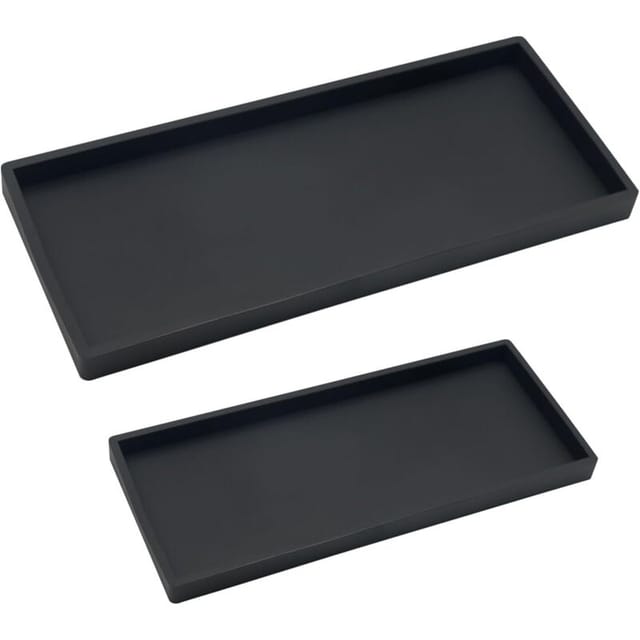 Badezimmertabletts, Schwarzes Rechteckiges Tablett, Aufbewahrungstablett Für Waschbecken, Badewanne, Küchenspüle Und Silikonbadewanne
