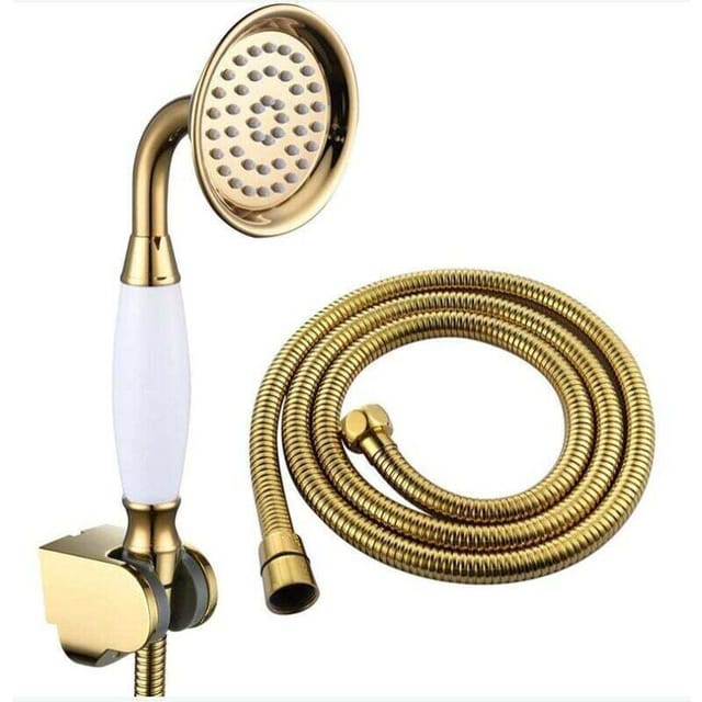 Goldener Messing-duschkopf – 1,5 M Schlauch – Erhöht Den Wasserdruck – Einfache Wandmontage