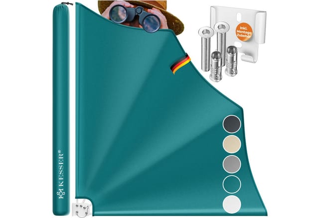 Kesser® Balkonfächer Klappbar Mit Wandhalterung Sichtschutz Balkon Windschutz Balkonsichtschutz Seitenmarkise Witterungsbeständig Hellgrau