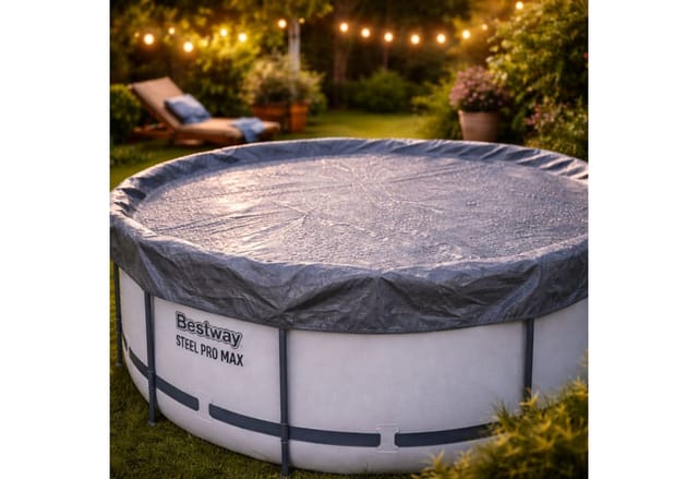 Poolabdeckung Ø4,88 M Rund Polyester Grau Bestway