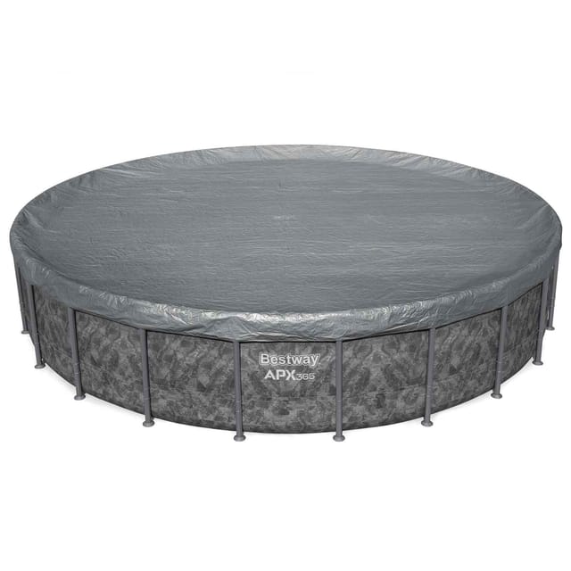 Poolabdeckung Ø6,10 M Rund Polyester Grau Bestway