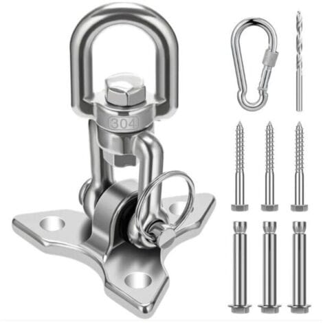 Deckenhaken Aus Edelstahl Sus304, Tragkraft 450 Kg, 360° Drehbar, Für Decke, Holz, Beton, Hängematten-aufhängeset Mit Karabiner Und Schrauben