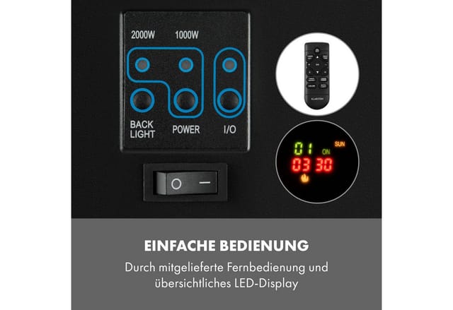 Basel Baseline Elektrokamin 2000w 2 Stufen Thermostat Glas Edelstahl