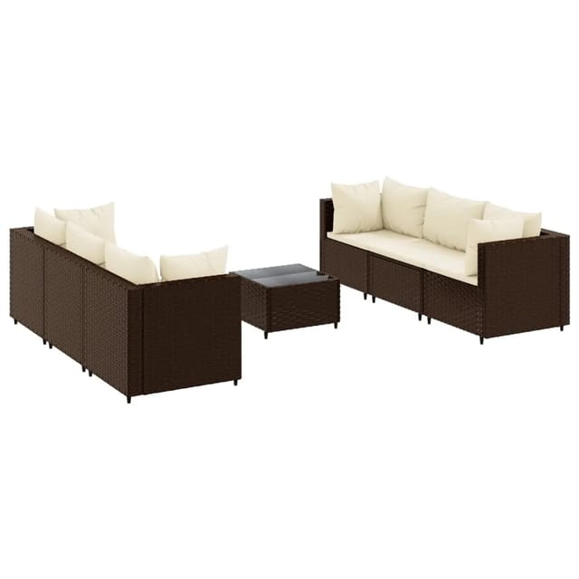 vidaXL 7-tlg Garten-Lounge-Set mit Kissen Braun Poly Rattan Modell 9