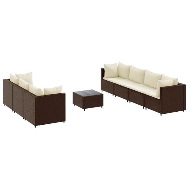 vidaXL 8-tlg Garten-Lounge-Set mit Kissen Braun Poly Rattan Modell 17