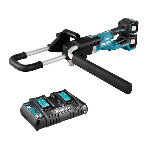 Makita Akku-Erdbohrer 2x18 V DDG460ZX7 mit Doppelschnellladegerät und 2 Akkus