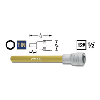 HAZET Schraubendreher-Steckschlüsseleinsatz 986LG-8 Vierkant hohl 12,5 mm (1/2 Zoll) Innen-Sechskant Profil 8