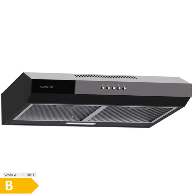 Contempo 60 Unterbau-Dunstabzugshaube 60cm 200m³/h LED Edelstahl Acryl Schwarz