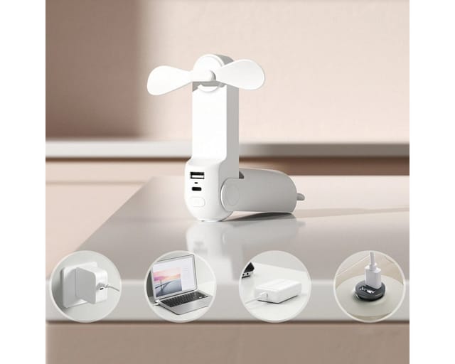 Jisulife Handheld Fan Life8 Plus Portable USB Fan with Power Bank Function 4500mAh and Flashlight - White Powerbank (Akku) - Weiß - 4500 mAh