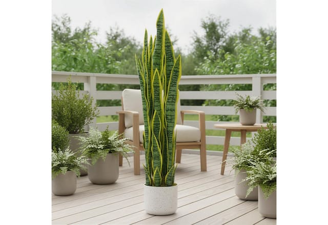 Kunstpflanze 90cm Künstliche Sansevieria mit Topf, Große Künstliche Pflanzen Deko, GarveeMore, Höhe 90 cm