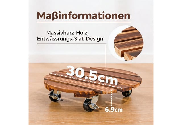 Bamworld Pflanzenroller mit Rollen, robust für schwere Pflanzen, 30,5 cm, Indoor & Outdoor, (2-St), 360° drehbar mit Bremse, Tragfähigkeit 109 kg