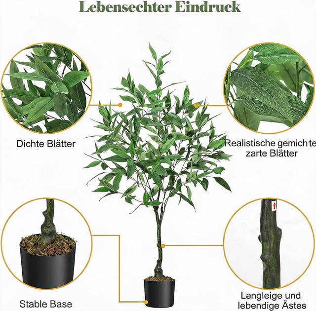 Kunstbaum Kunst-Eukalyptus Kunstpflanzen künstlicher Baum 122/152/182cm, GarveeMore, Höhe 122 cm