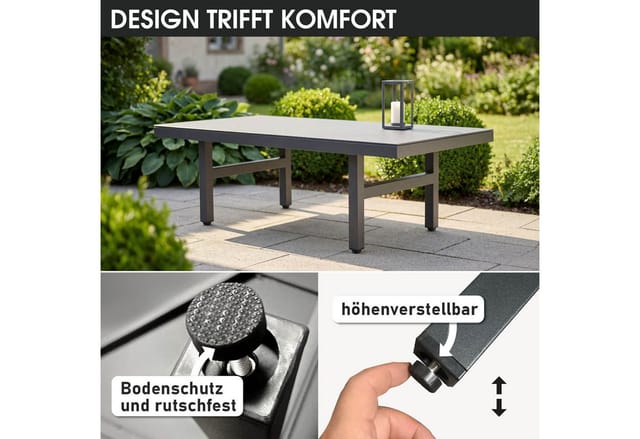 BRAST Gartenlounge-Set Aluminium Adria, viele Varianten & Module, (Loungemöbel Essgruppe Gartenmöbel, bis zu 5 Personen, Sofa Sessel Tisch), Loungetisch