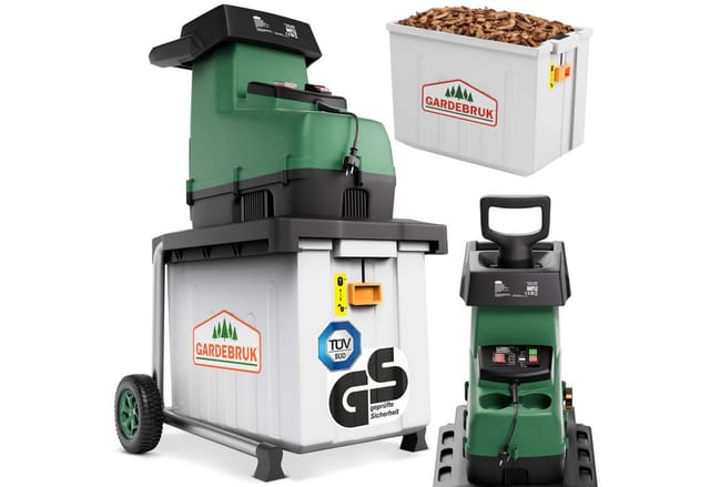 Gardebruk Häcksler, Leisehäcksler 3100 W max. 45 mm Aststärke Elektrisch 60L Auffangbox