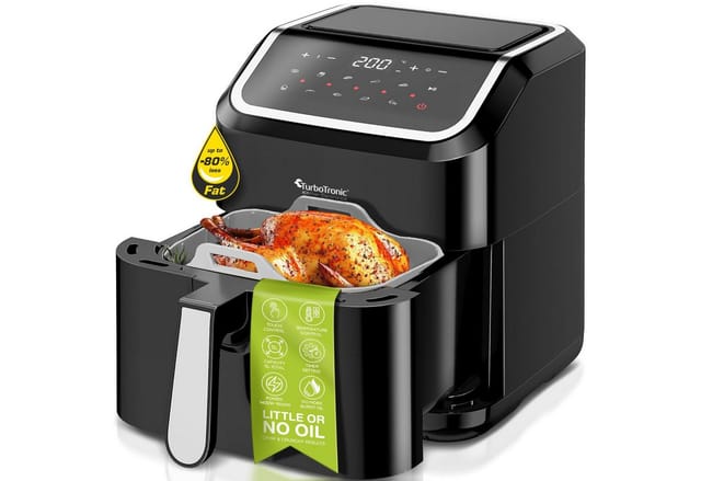 TurboTronic by Z-Line Heißluftfritteuse XL 5L für 0,5 kg perfekte Pommes mit Silikoneinlage 1600W Airfryer, 1600 W, gesundes Kochen Air Friteuse ohne Fett Öl Grill Braten