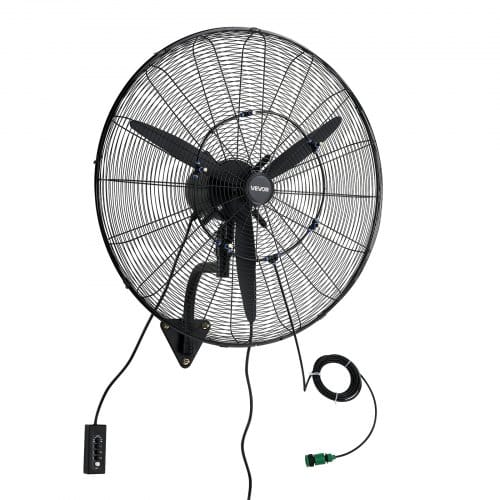 VEVOR 115W Industrieller Wandventilator 81 cm, 5,9 m/s Oszillierender Wandlüfter mit 3 Stufen Verstellbarem Winkel & Nebel, Gewerblicher Industrieventilator für Werkstatt Garage Lager Gym, Schwarz