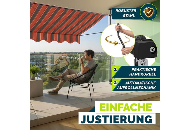 Tillvex Balkonmarkise Gelenkarm Markise Klemmmarkise Sonnenmarkise Balkon Ohne Bohren Orange/anthrazit 150 Cm