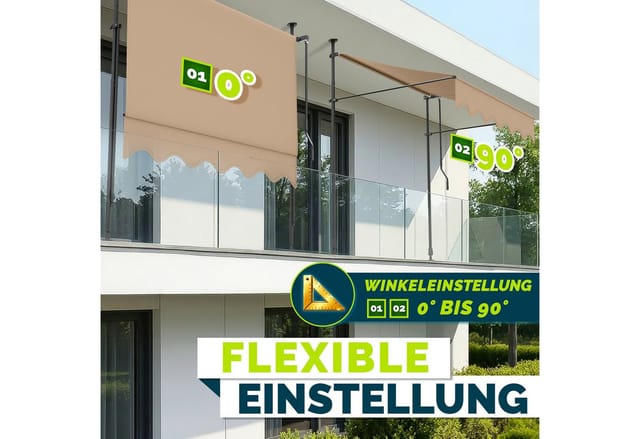 Tillvex Balkonmarkise 350 Cm Taupe Gelenkarm Markise Klemmmarkise Sonnenmarkise Balkon Ohne Bohren