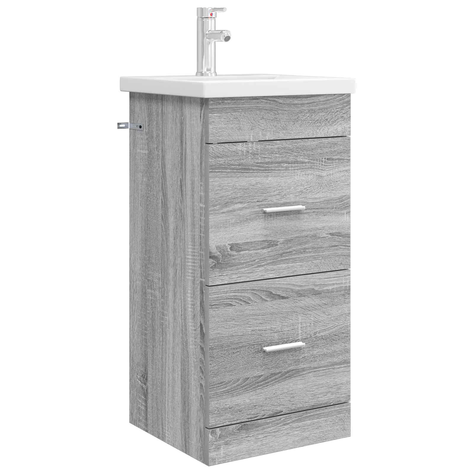 Badezimmerschrank Mit Waschbecken Grau Sonoma 42 X 40 X 84,5 Cm Vidaxl